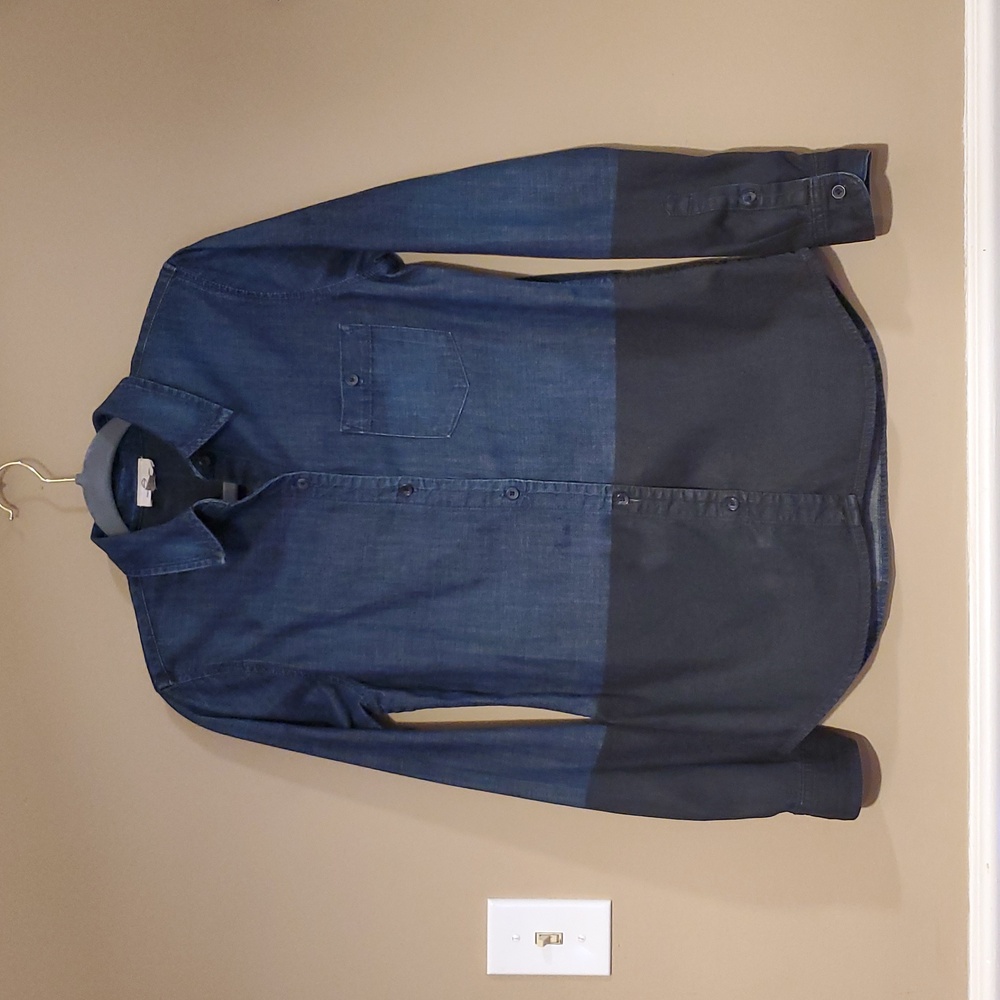 AG Adriano Goldschmied Two-Tone Blue and Black Button-Down Shirt